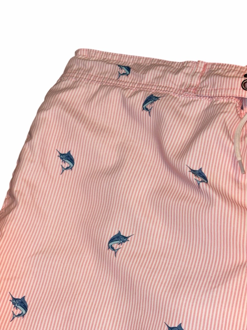 St. John's Bay Pink Striped Hybrid Shorts with Blue SwordFish Print - Picture 2 of 6